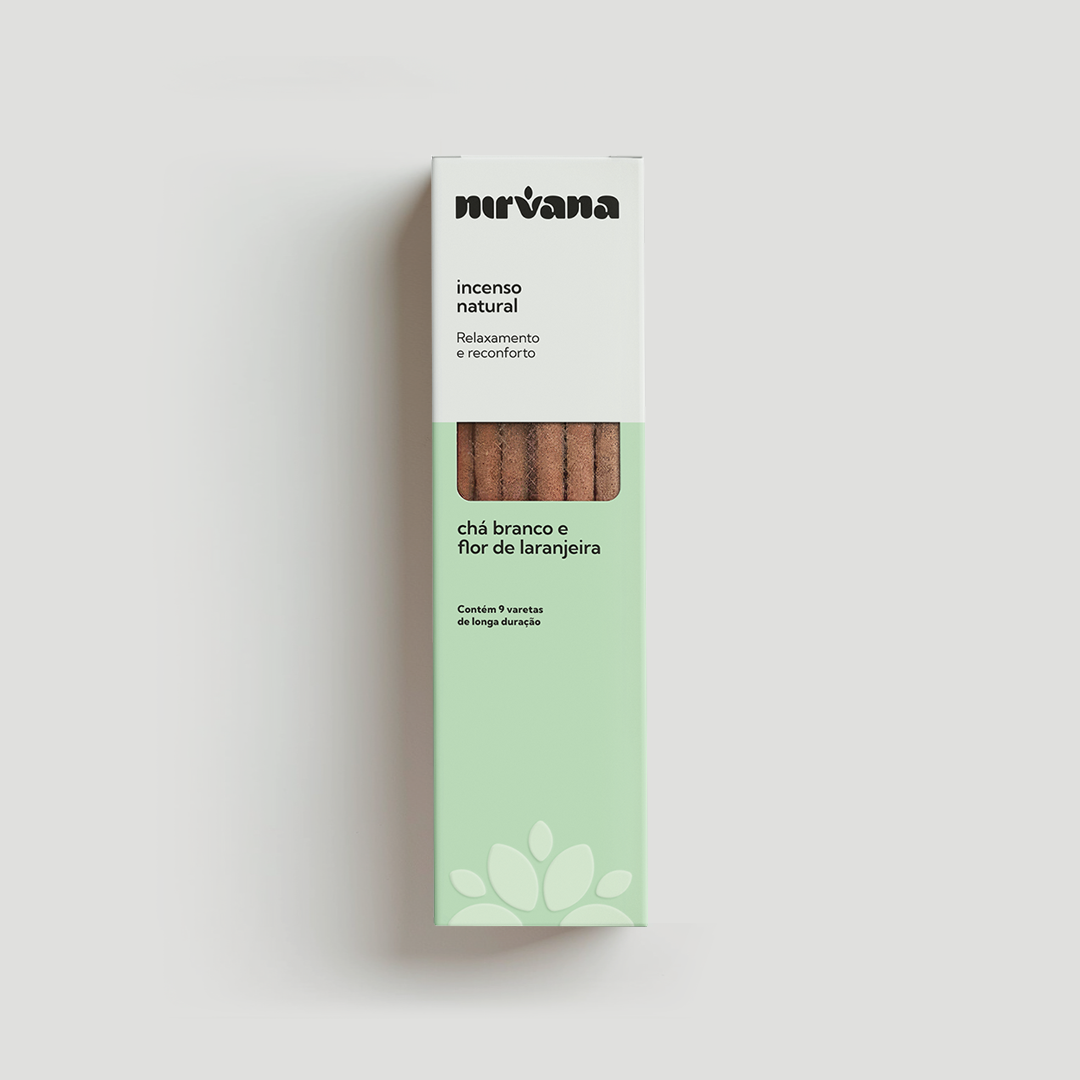 INCENSO NATURAL NIRVANA CHÁ BRANCO E FLOR DE LARANJEIRA
